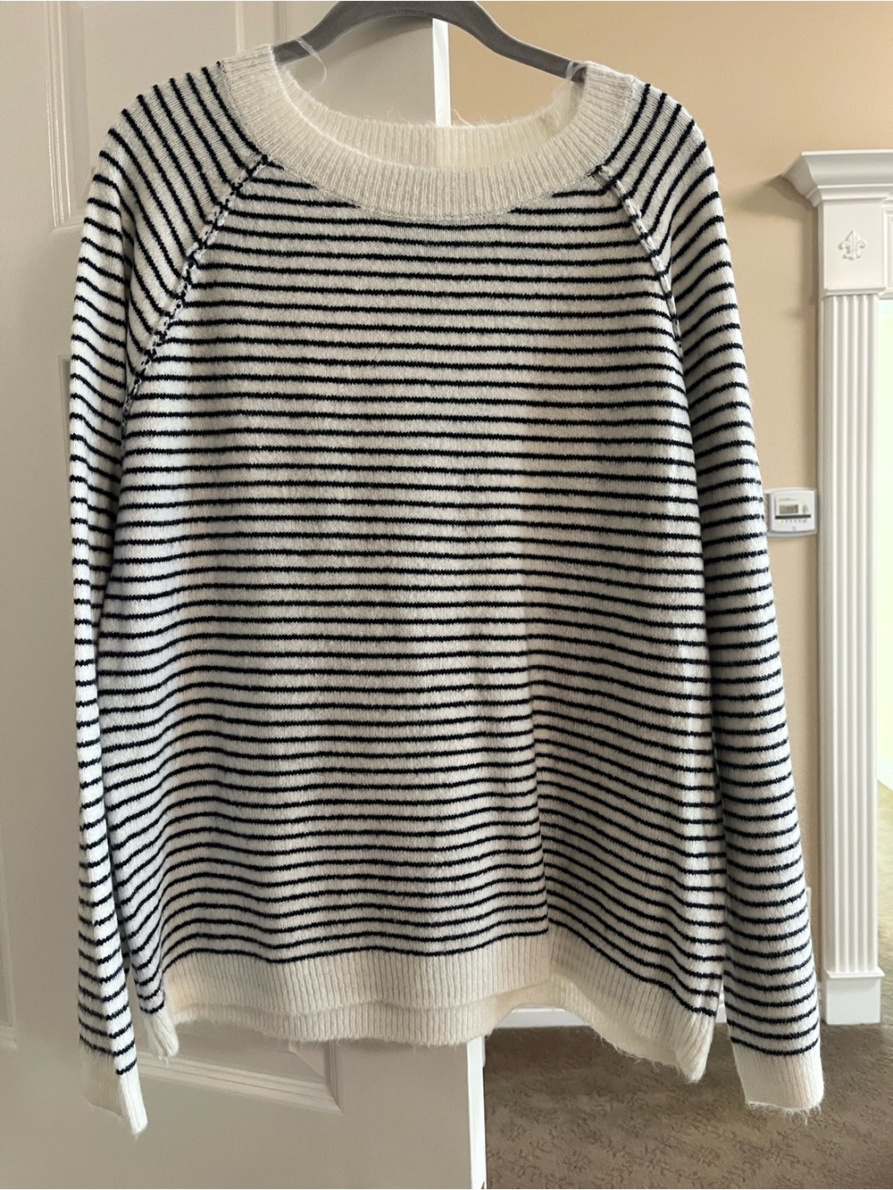 Staccato Black and White Striped Crewneck Sweater